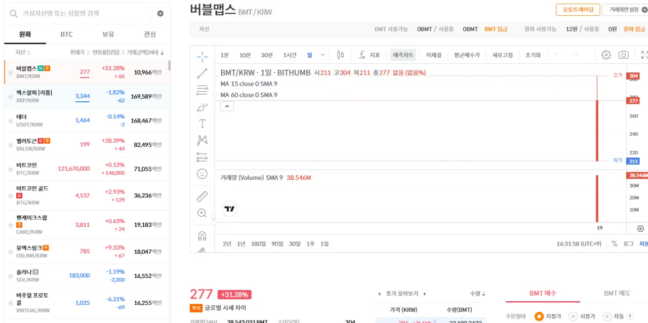 빗썸(Bithumb) | BMT 거래하기 - 코인니스