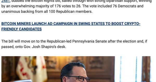 Pennsylvania House of Representatives passes bill allowing Bitcoin