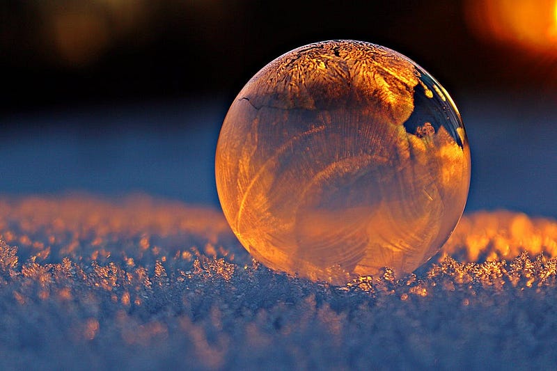 frozen ball on snow
