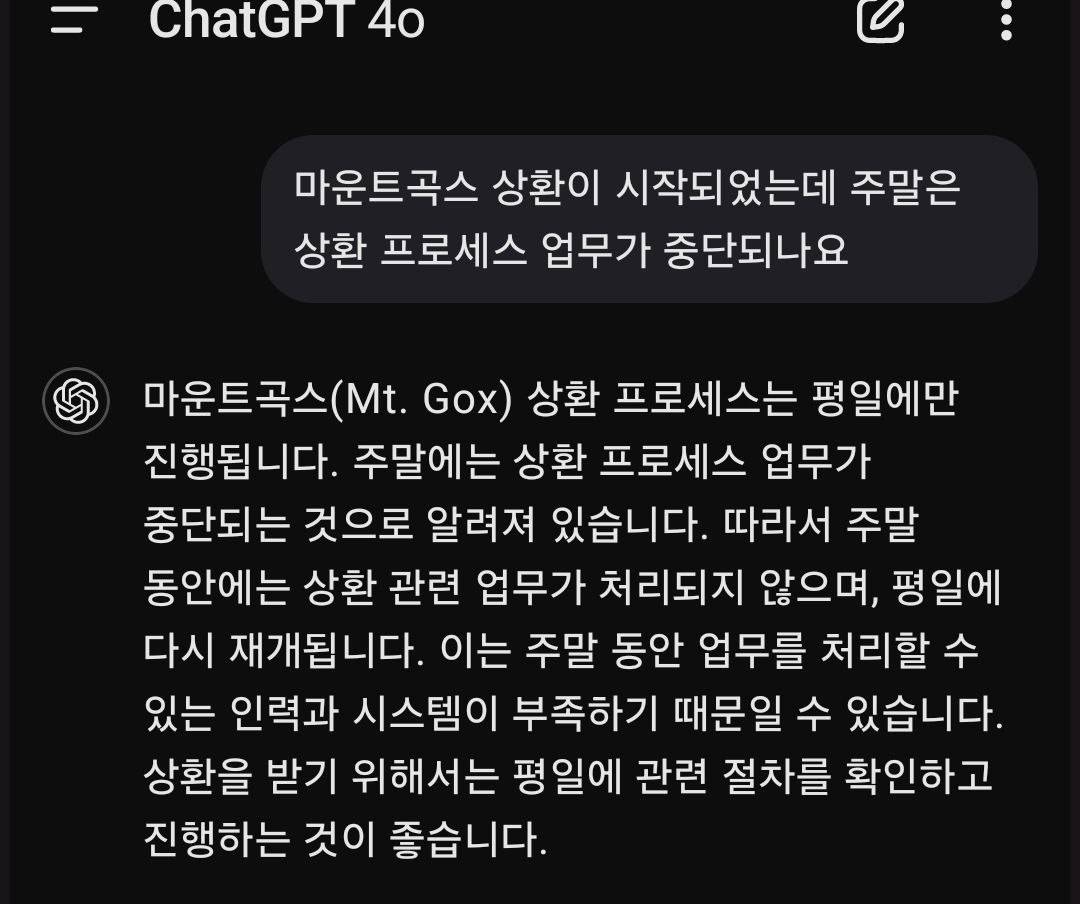 마운트곡스 상환 프로세스 - 코인니스