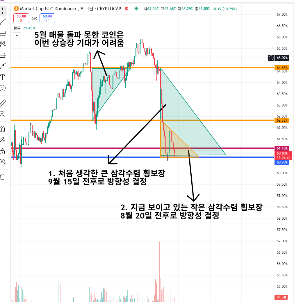 이번주 조정장이 와야합니다. 도미넌스 분석, 희비 갈리는 알트코인 관점 - 코인니스