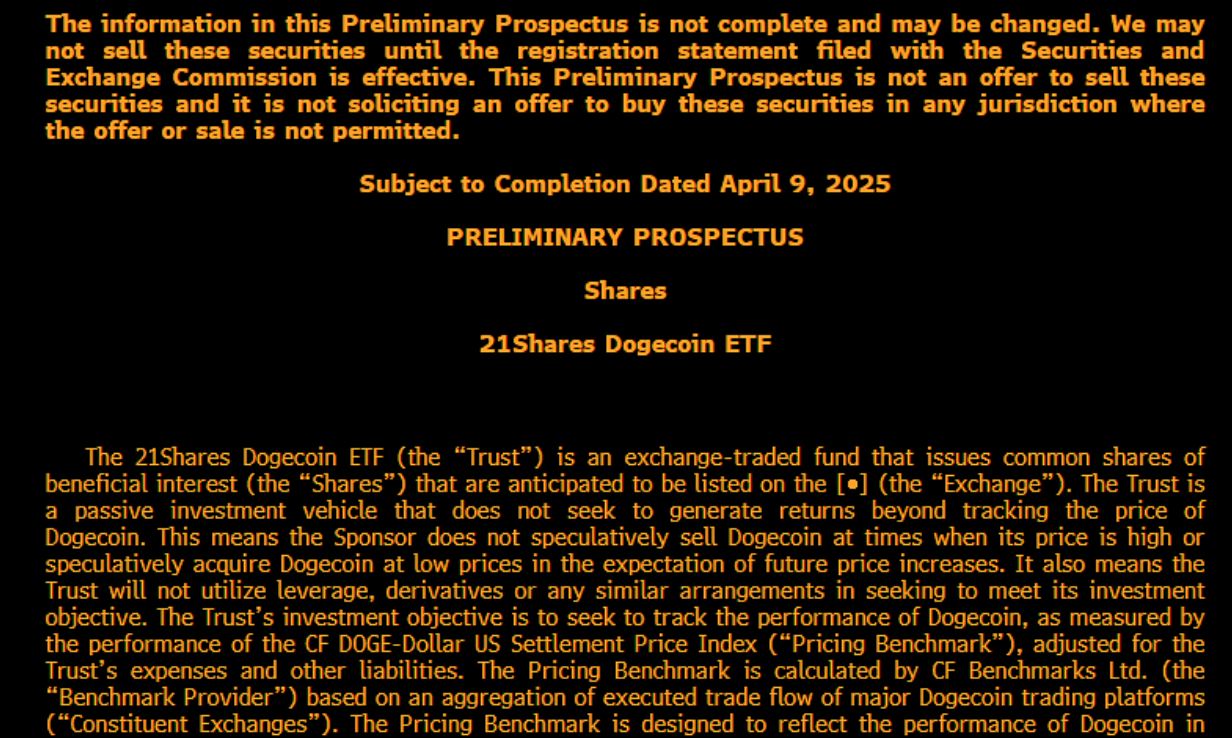 21쉐어스, DOGE 현물 ETF 신청 - 코인니스
