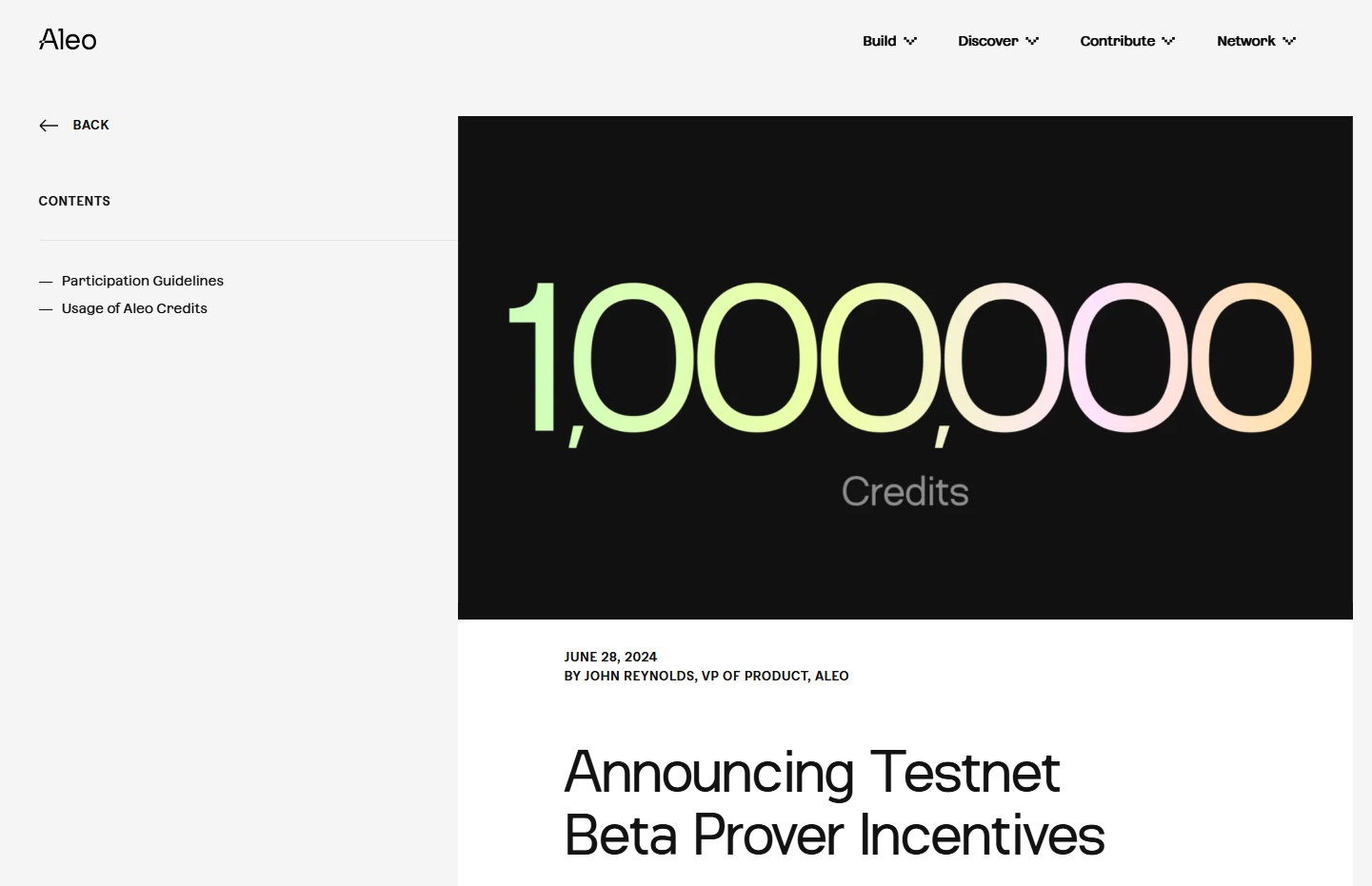 알레오, 테스트넷 검증자 인센티브 프로그램 진행 예정 - 코인니스