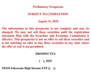 美 자산운용사 네오스, ETH 고수익 ETF 예비 투자설명서 제출