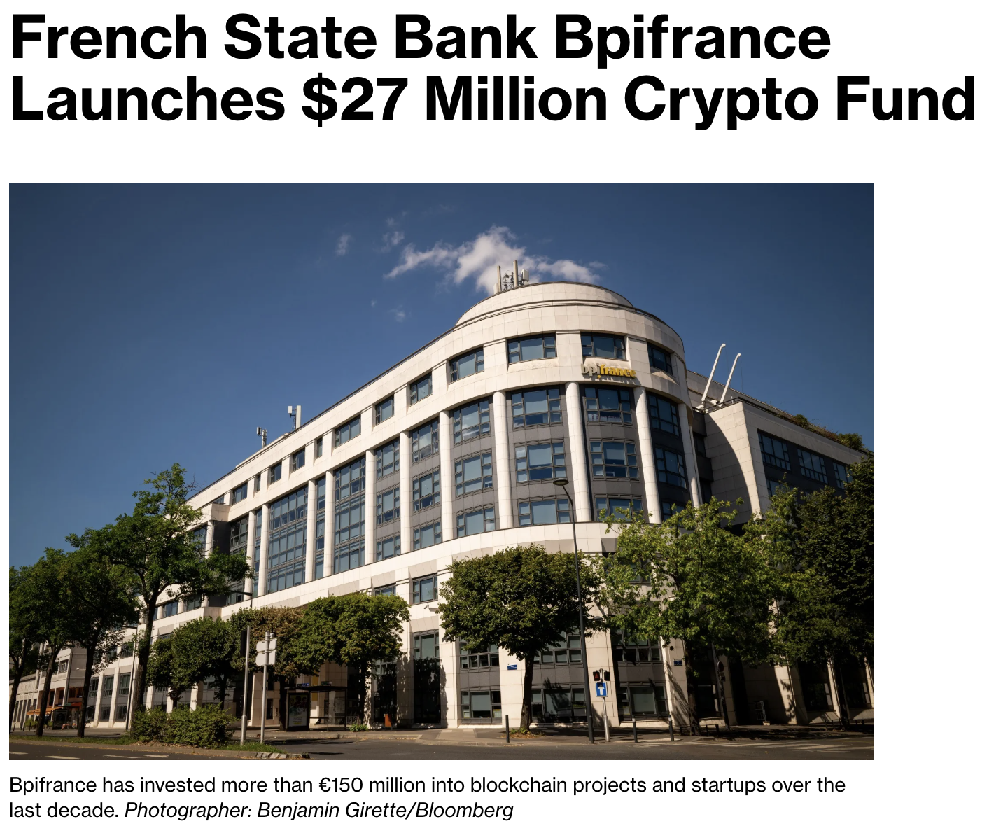 Bpifrance launches €25M token-focused crypto fund - CoinNess