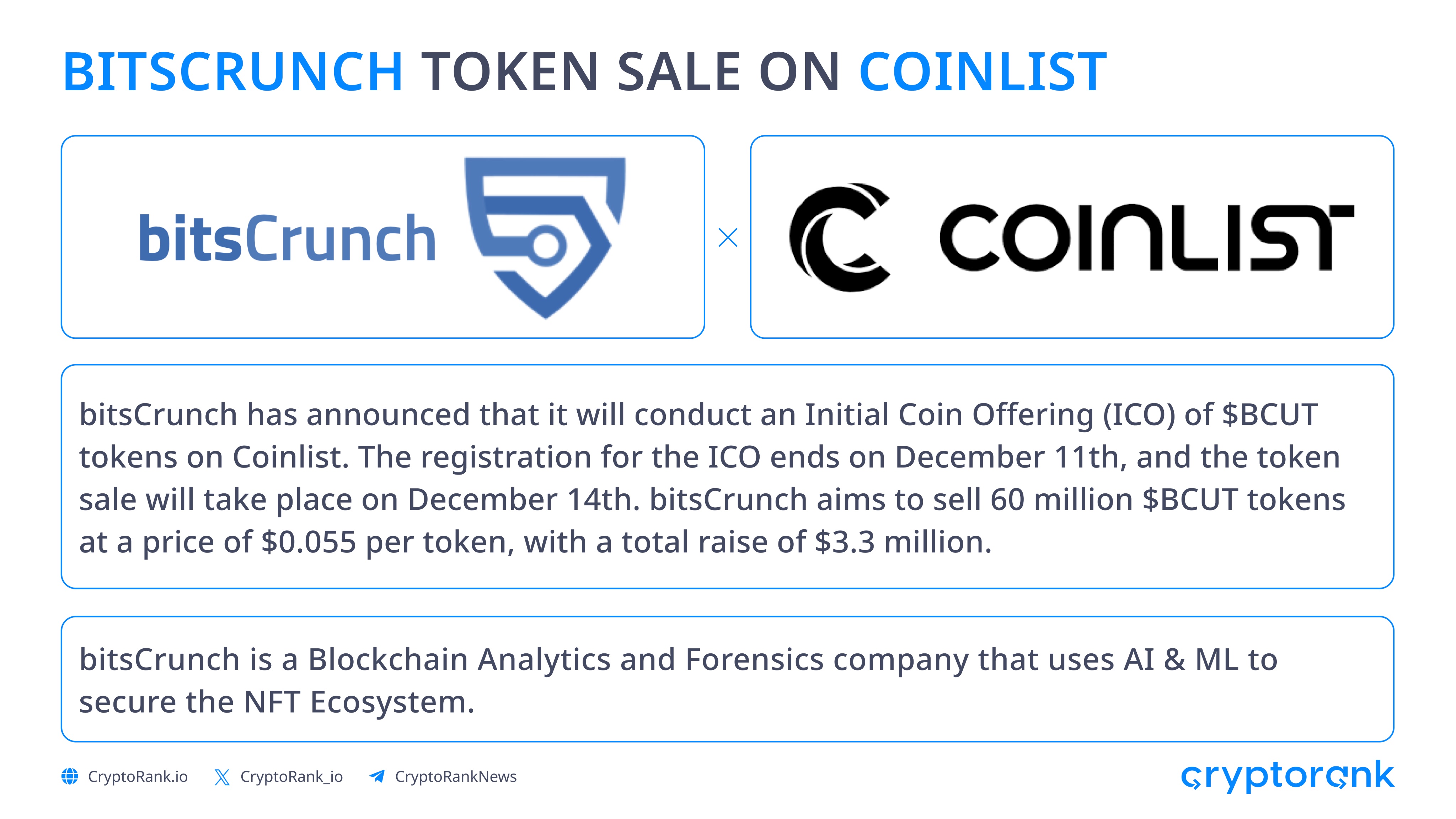 코인리스트, 12/14 BCUT ICO 진행 - 코인니스