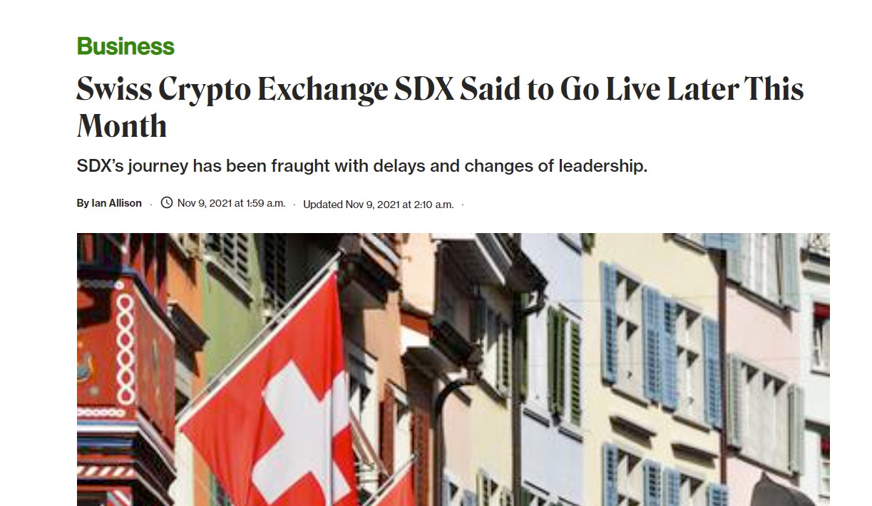 스위스 증권 거래소 산하 암호화폐 거래소, 이르면 이달 말 출범 - 코인니스