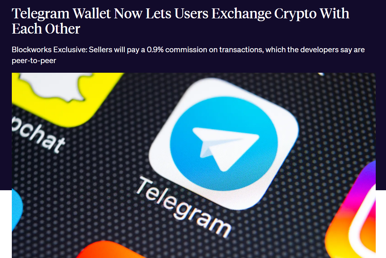 텔레그램 월렛, P2P 암호화폐 거래 기능 출시... BTC 구매 지원 - 코인니스