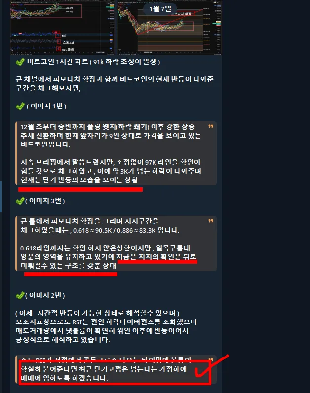 비트코인 1시간 차트 ( 91k 하락 조정이 발생 ) - 코인니스